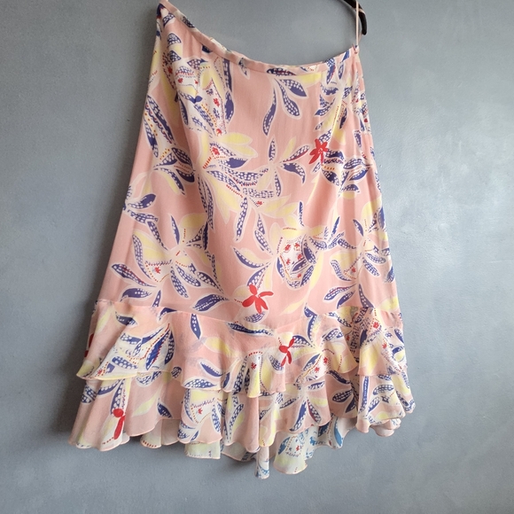 SEE BY CHLOÈ SILK RED, YELLOW, FRILL SKIRT, SIZE US 10, NEW - Picture 6 of 14
